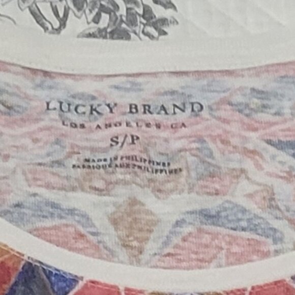 Lucky Brand Blue Coral Cream Cotton/Linen Cap Sleeve Top Size Small EUC - Picture 4 of 5